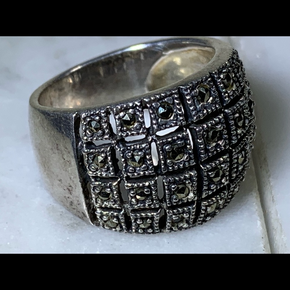 Vintage Sterling Silver Ring Marcasites Sz 7